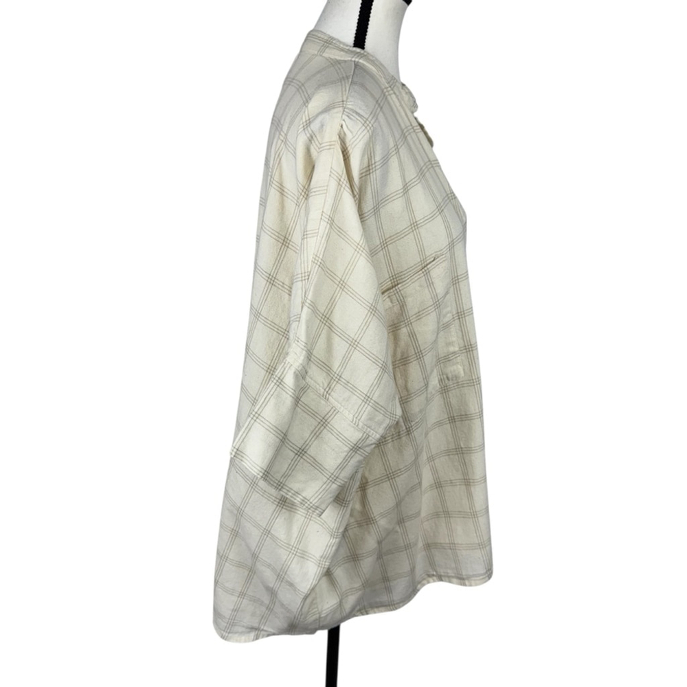 Laude The Label Organic Cotton Plaid Tunic Blouse Oversized L XL Minimalist - Picture 3 of 11